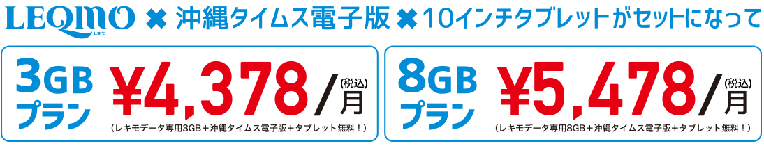 3GBプラン3,980円・8GBプラン4,980円